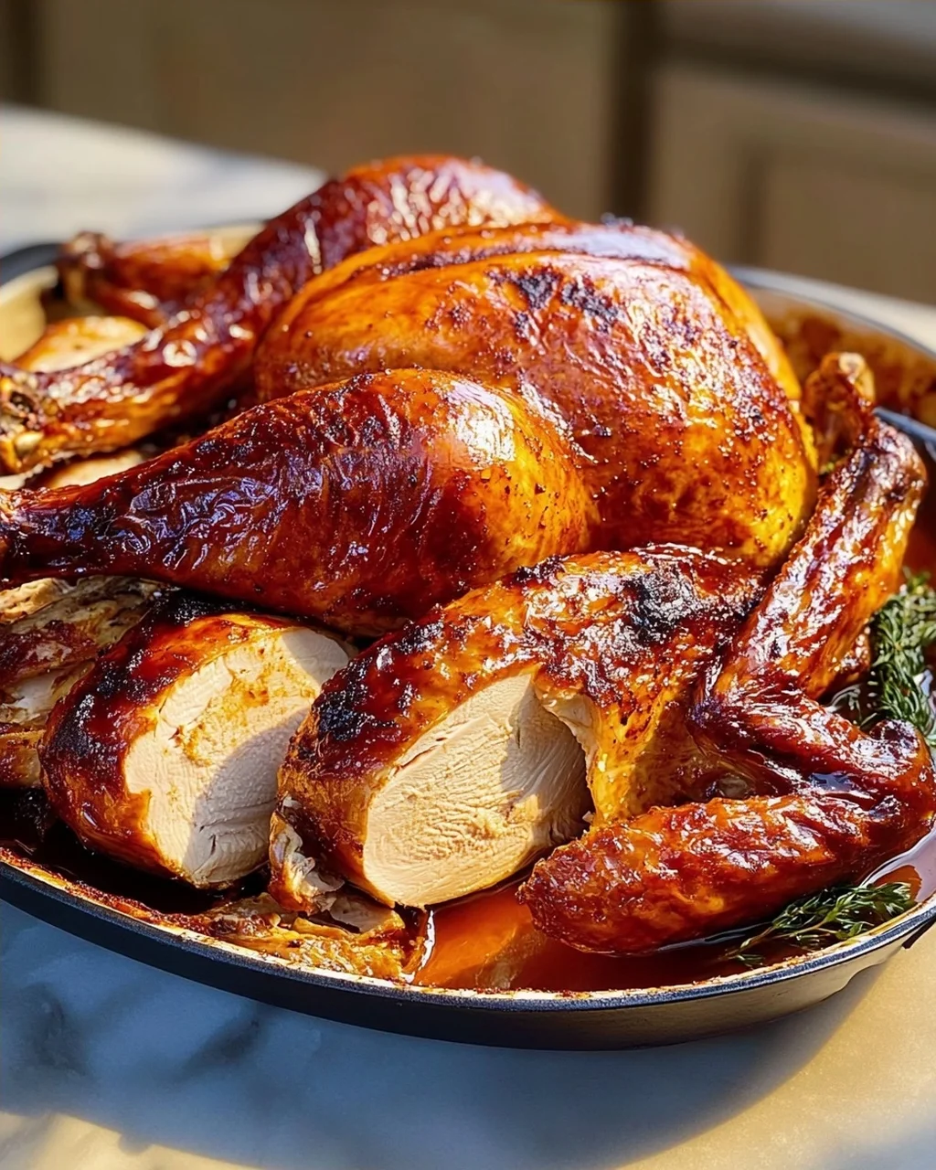 Ahornbutter-glasiertes Truthahn-Rezept für festliche Anlässe
