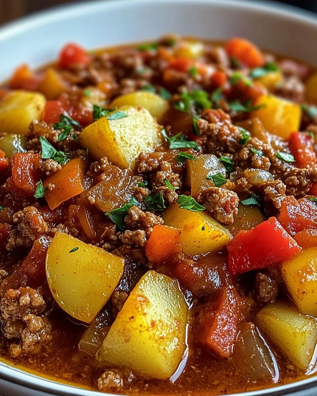 Bauerntopf mit Hackfleisch, Kartoffeln & Paprika