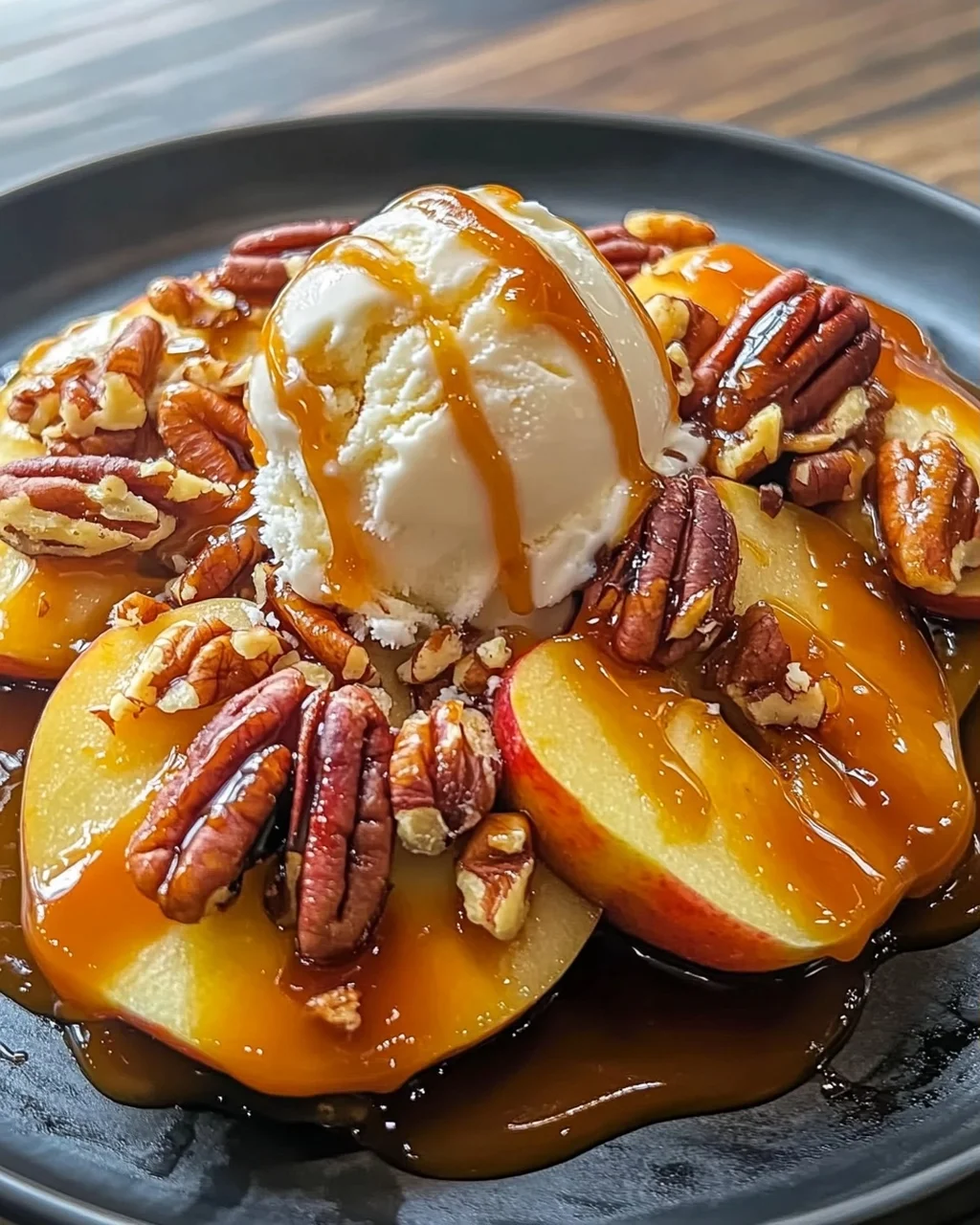 Blühende Gegrillte Äpfel mit Karamell und Nüssen