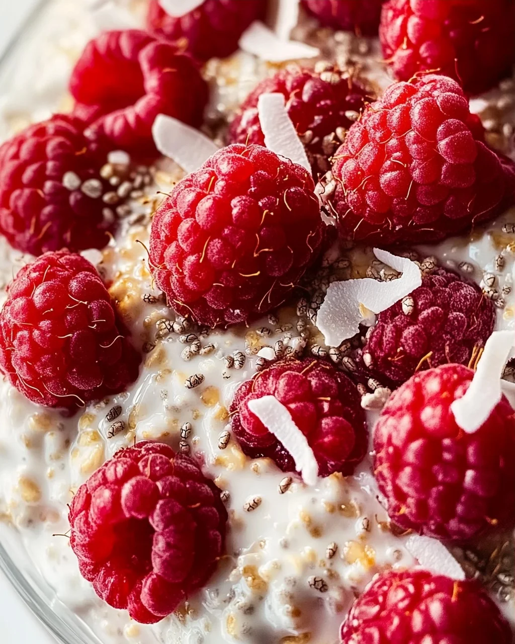Chia Overnight Oats mit Himbeeren