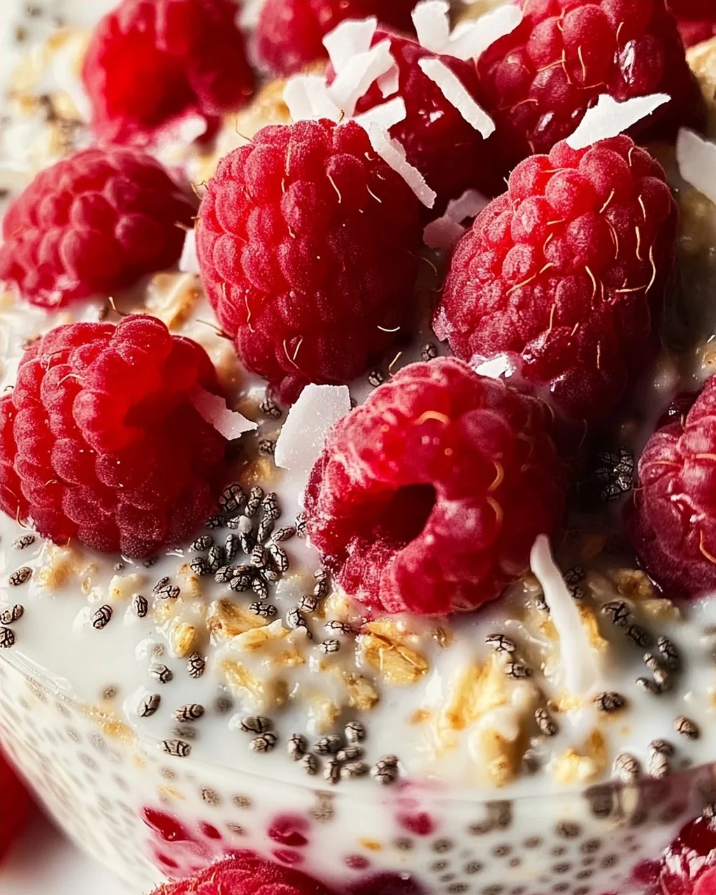 Chia Overnight Oats mit Himbeeren