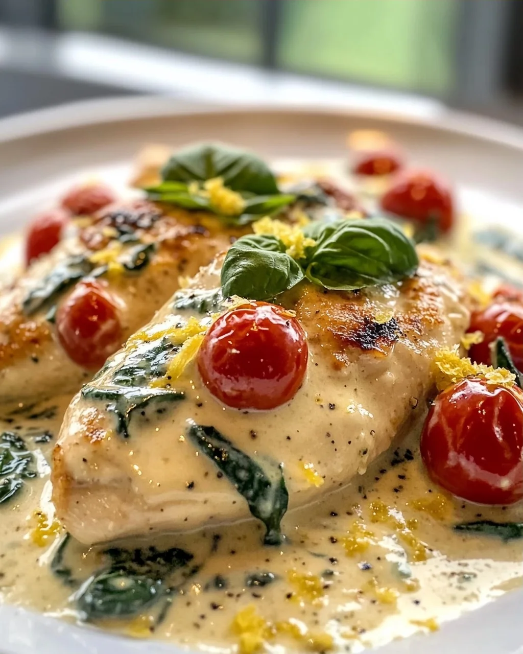 Creamy Tuscan Chicken with Basil and Cream Sauce