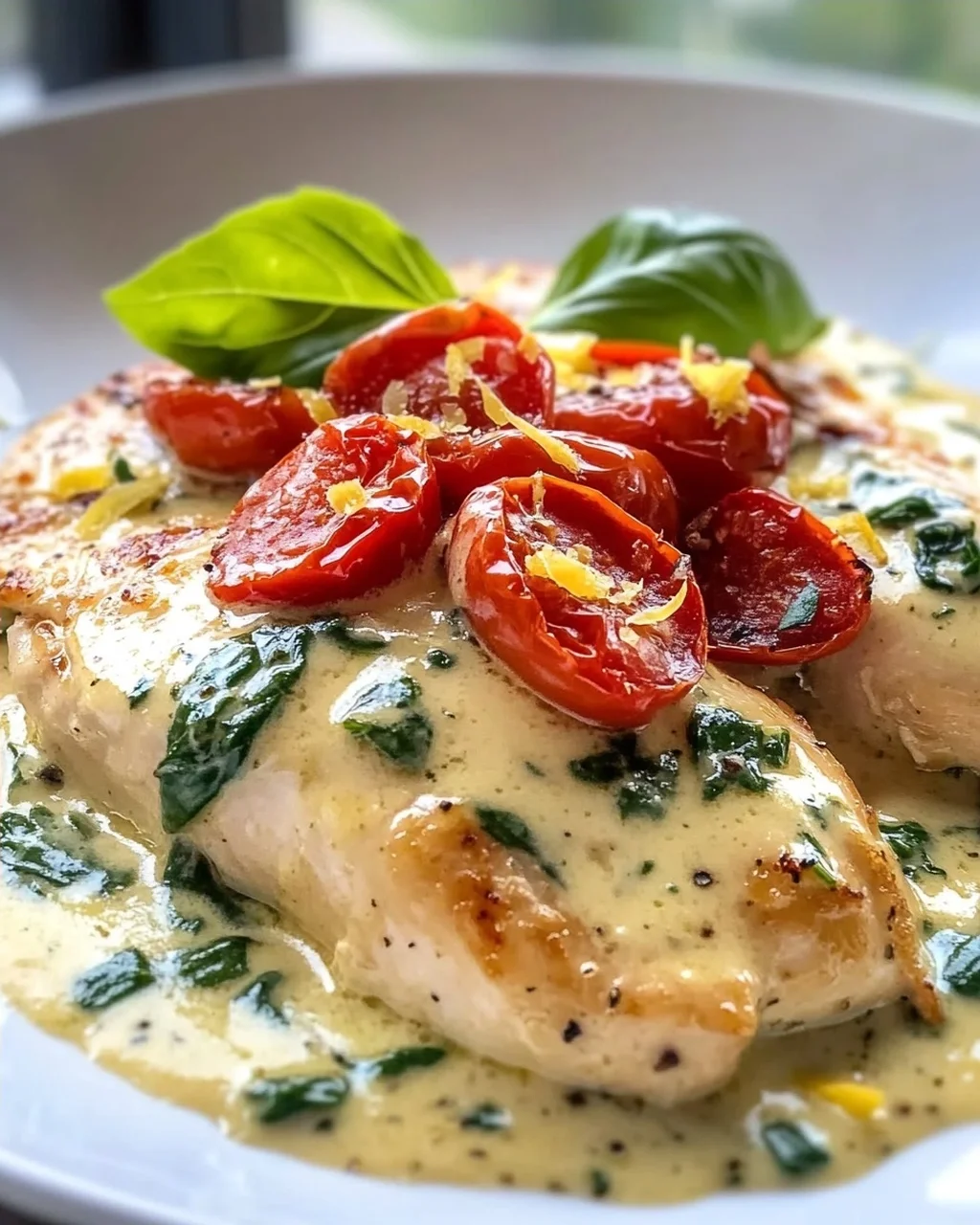 Creamy Tuscan Chicken with Basil and Cream Sauce