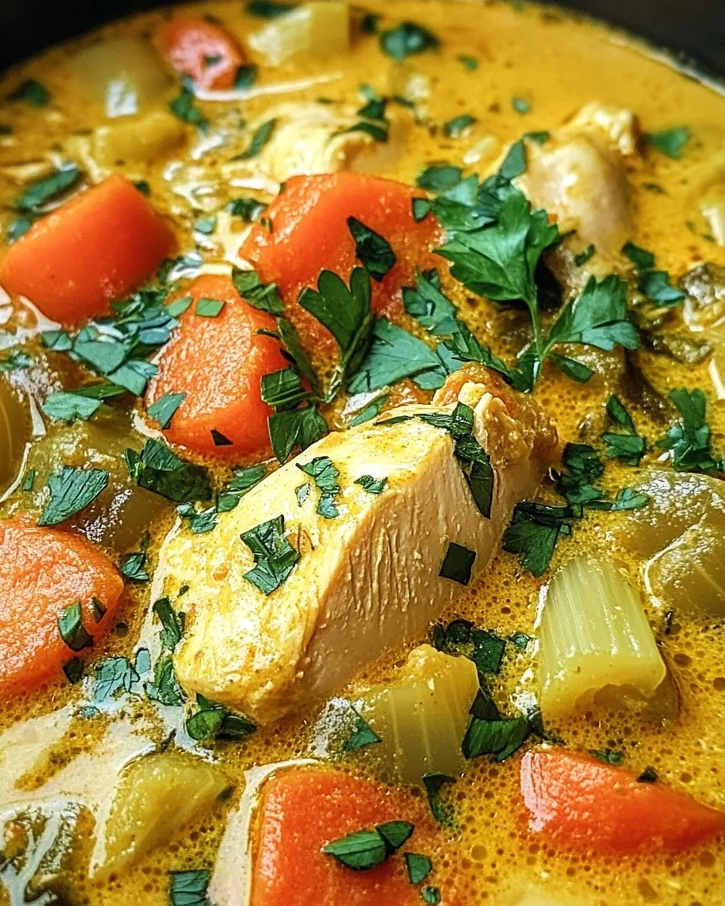 Currysuppe mit Hähnchen