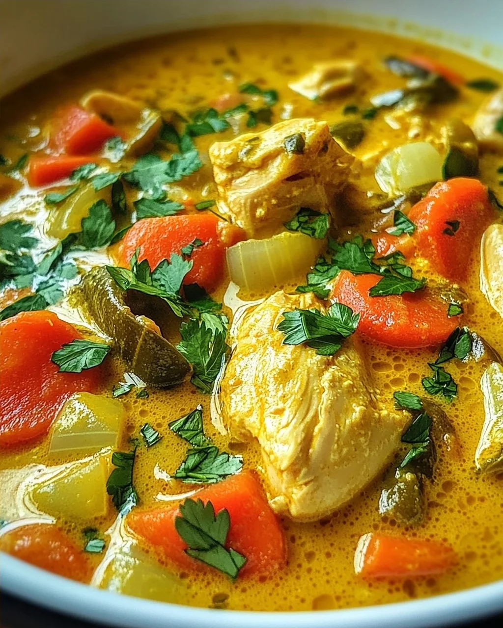 Currysuppe mit Hähnchen