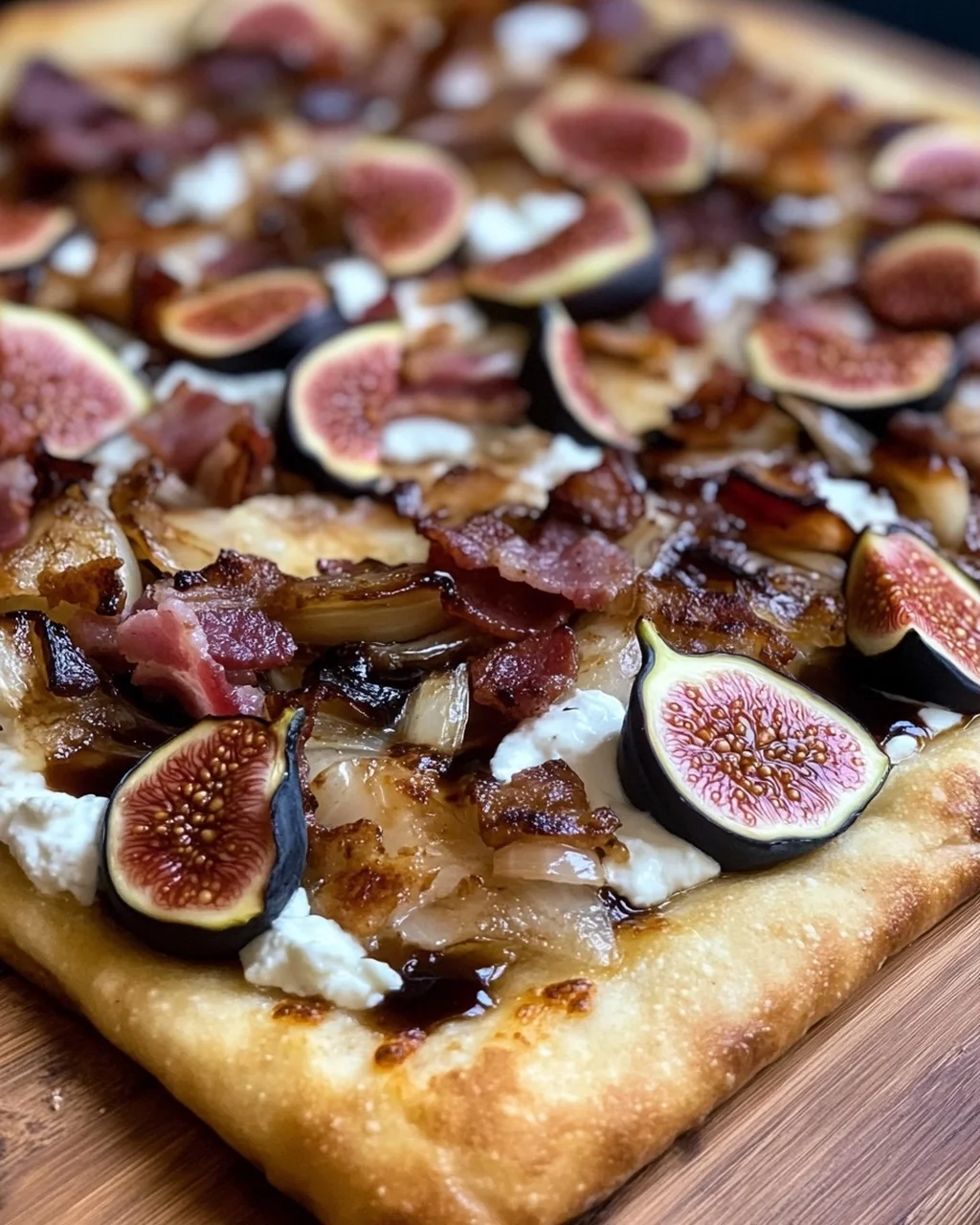 Feigen-Bacon-Pizza mit karamellisierten Zwiebeln und Balsamico