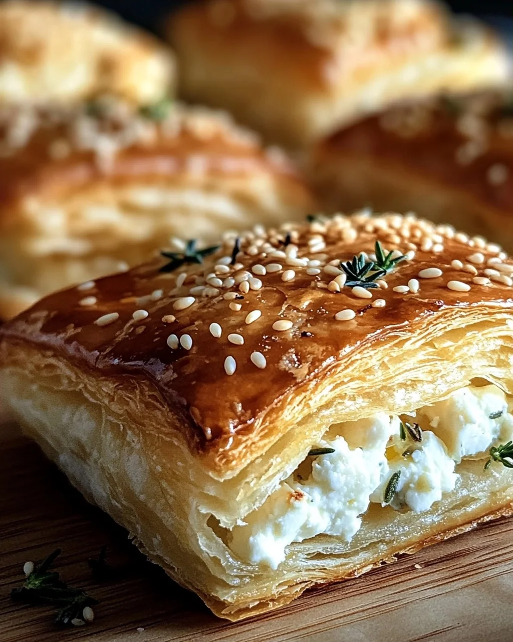 Feta im Blätterteig mit Sesam und Thymian