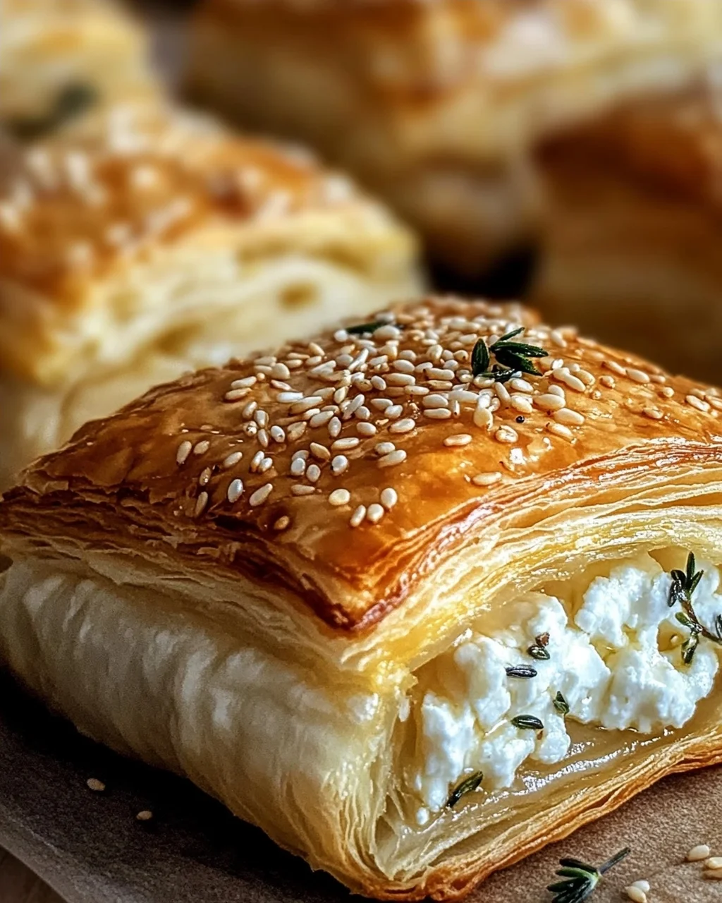 Feta im Blätterteig mit Sesam und Thymian