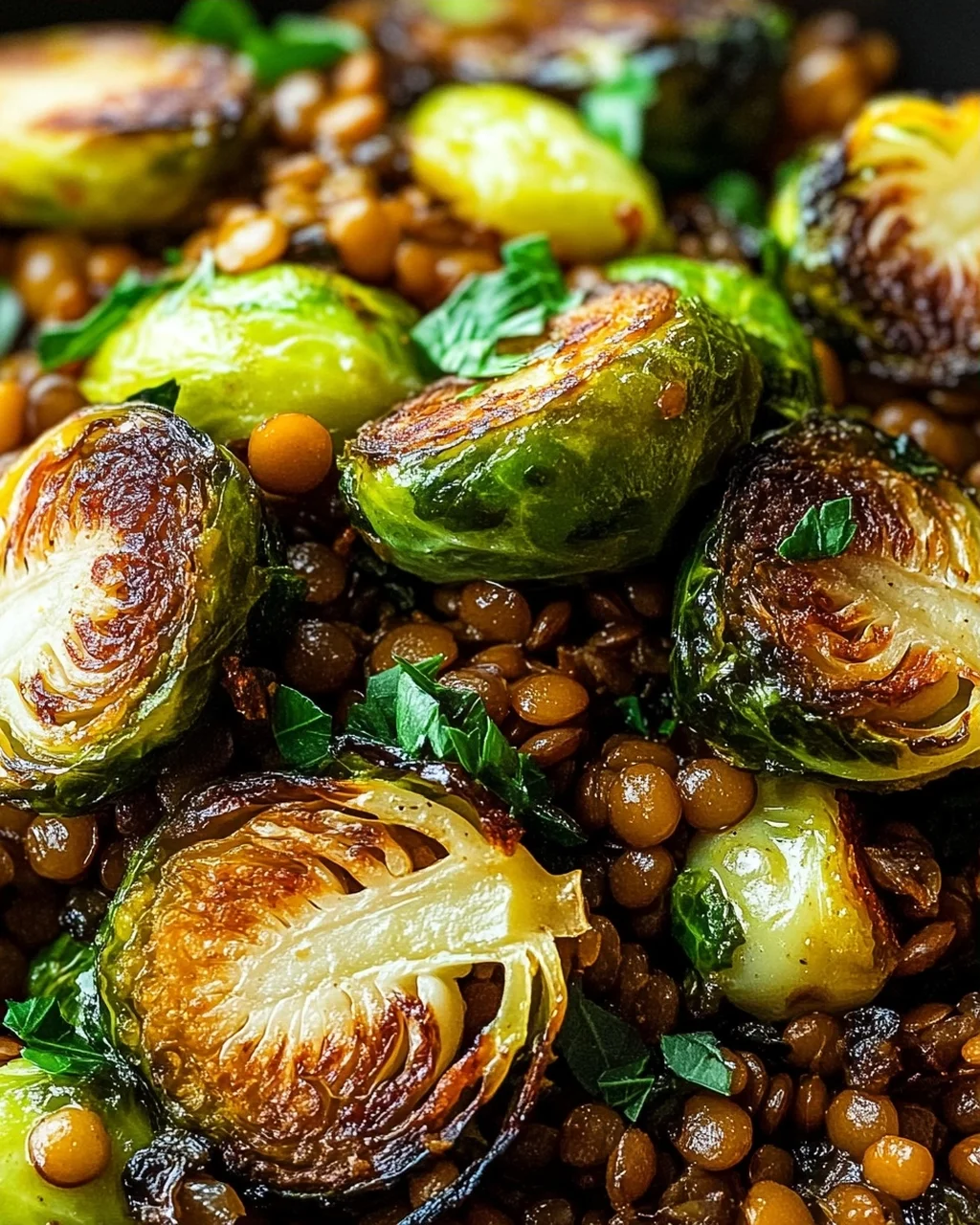 Gebratener Rosenkohl mit Berglinsen