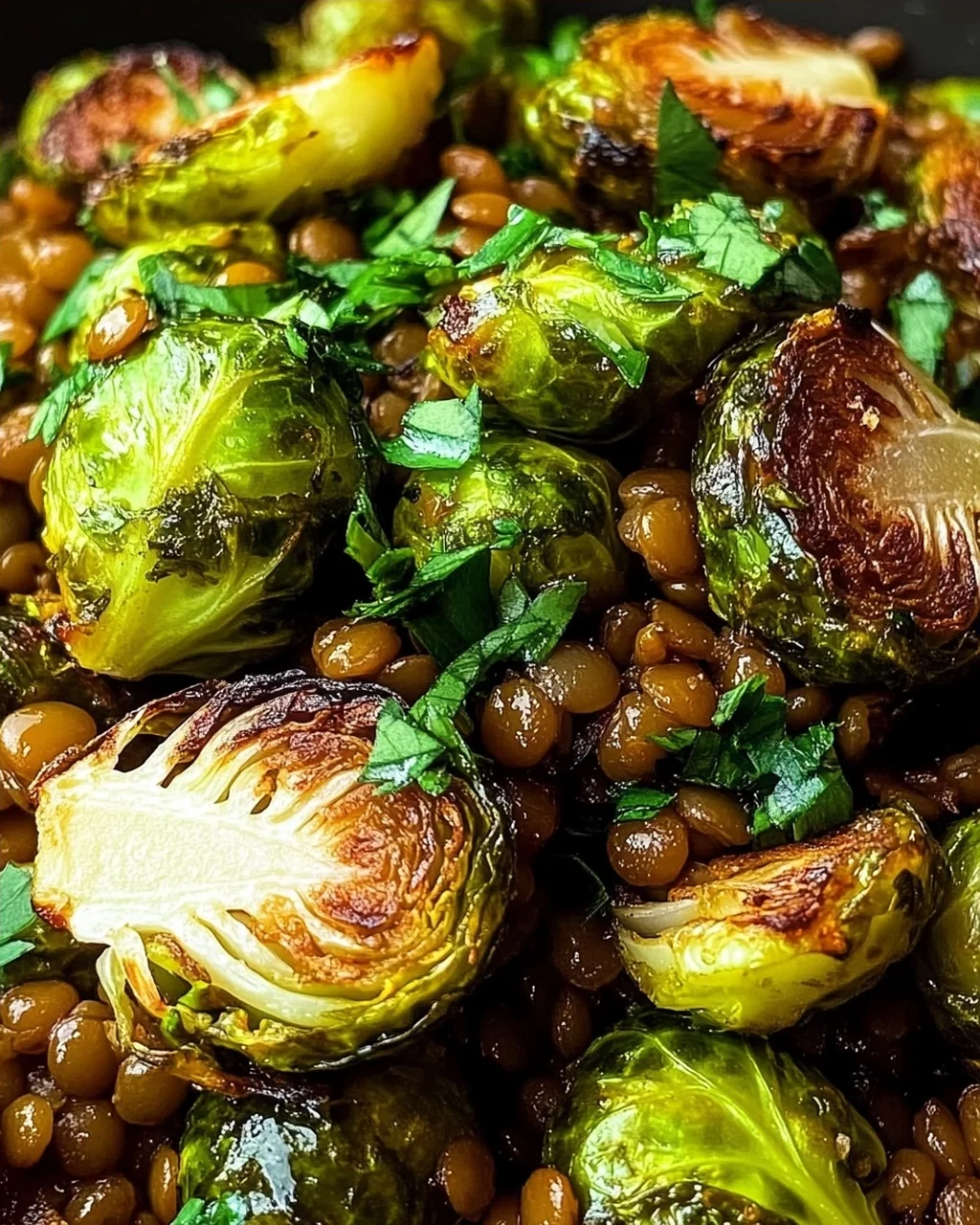 Gebratener Rosenkohl mit Berglinsen