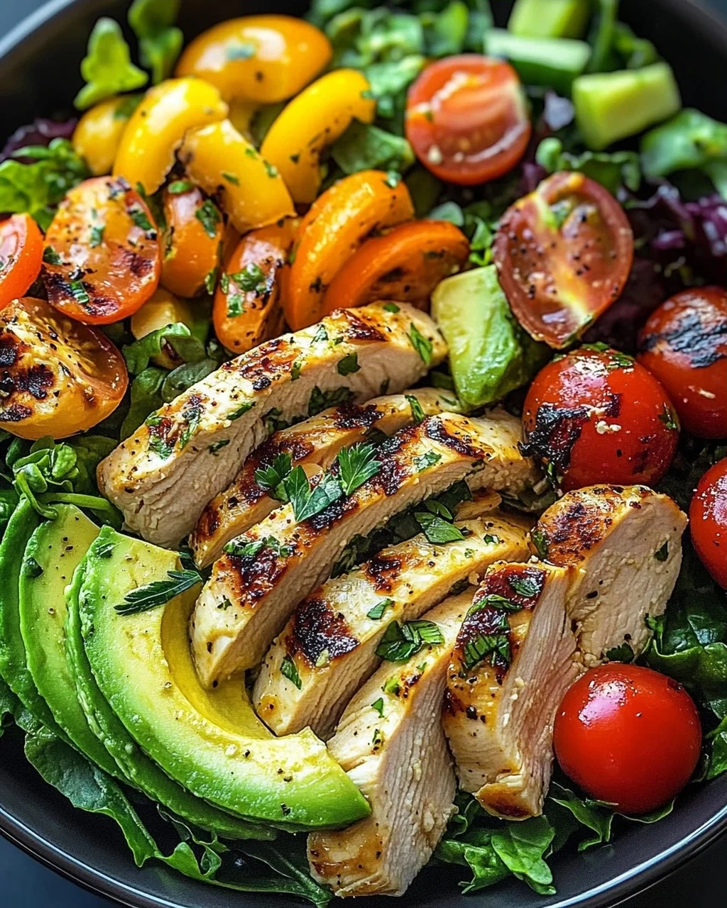 Gesunder Avocado Hähnchen Salat