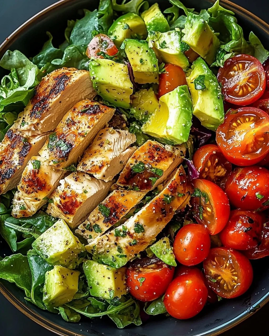 Gesunder Avocado Hähnchen Salat