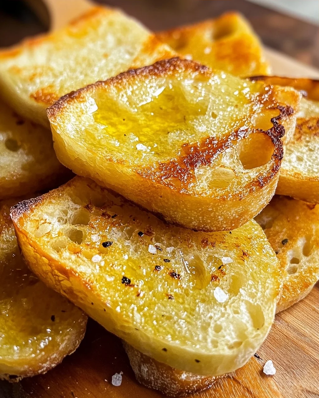 Grillbrot mit Olivenöl und Meersalz