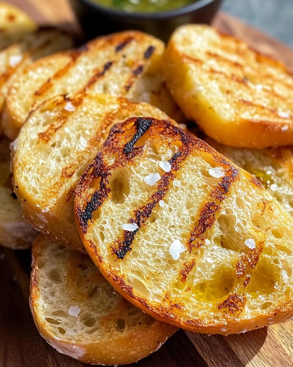 Grillbrot mit Olivenöl und Meersalz