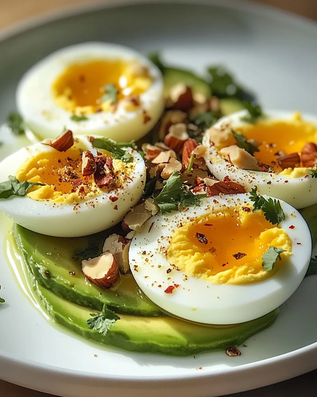 Hartgekochte Eier mit Avocado & Nüssen: Dein Power-Frühstück!