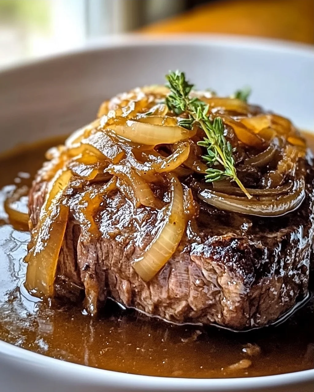 Herzhafter französischer Zwiebel-Rinderbraten für Gemütlichkeit