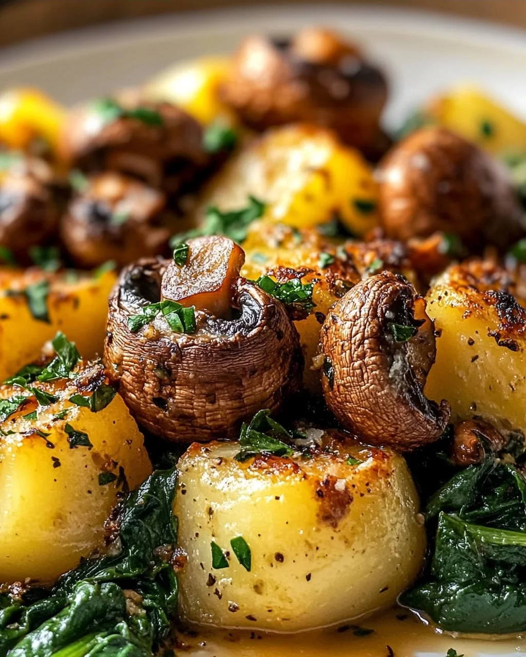 Kartoffeln, Pilze & Spinat: Schnelles Rezept – einfach lecker!