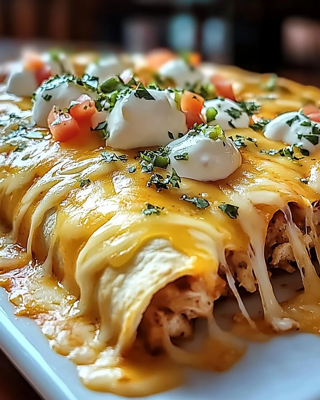 Käse-Hühnchen-Enchiladas mit Queso für jeden Anlass