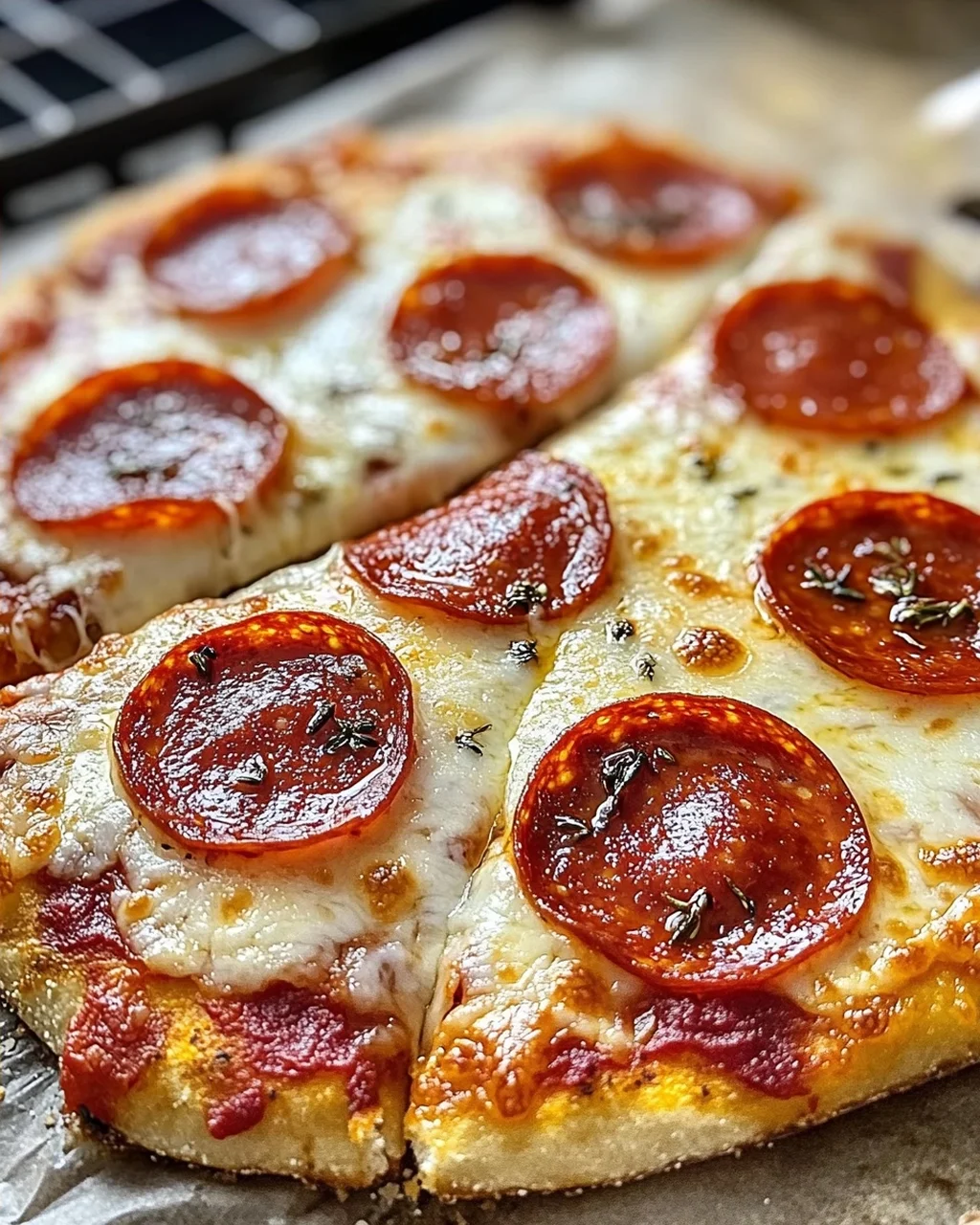 Klassische Heißluftfritteuse Hüttenkäse Pizzaboden