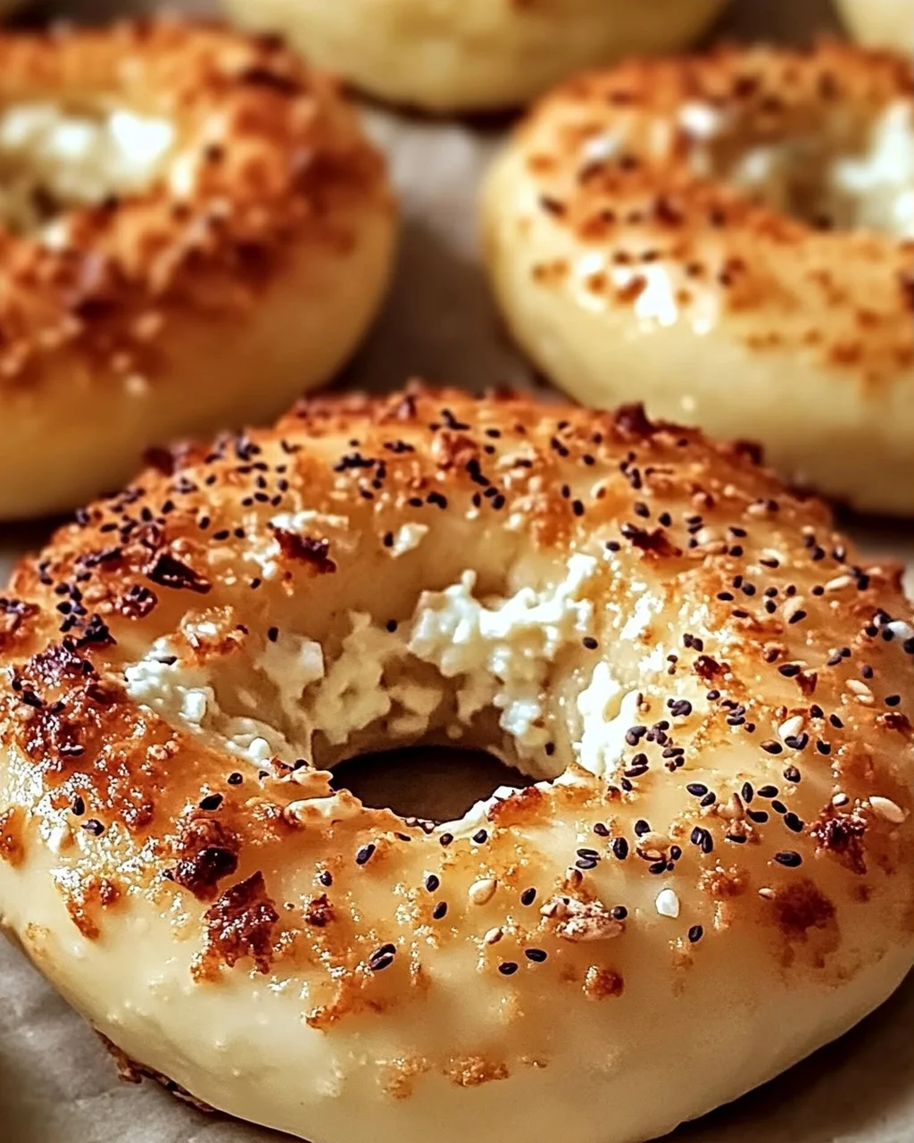 Knoblauch-Parmesan-Hüttenkäse-Bagels ganz einfach