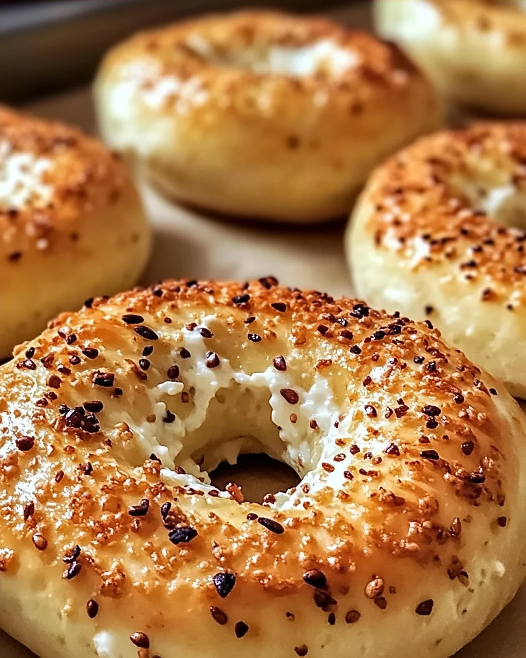 Knoblauch-Parmesan-Hüttenkäse-Bagels ganz einfach