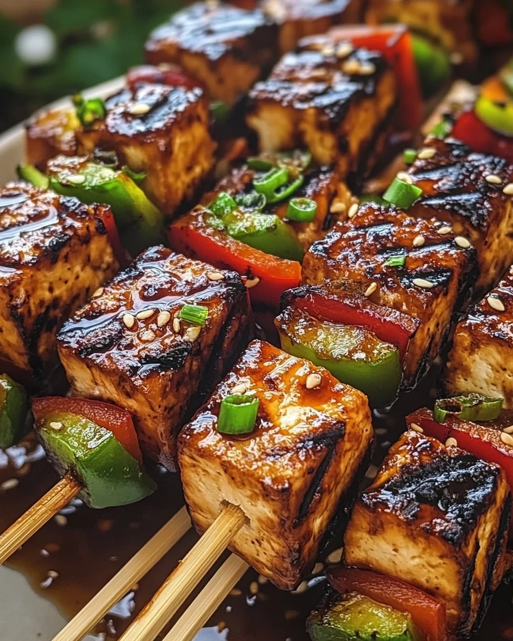 Knoblauch-Soja-Glasierte Tofu-Spieße