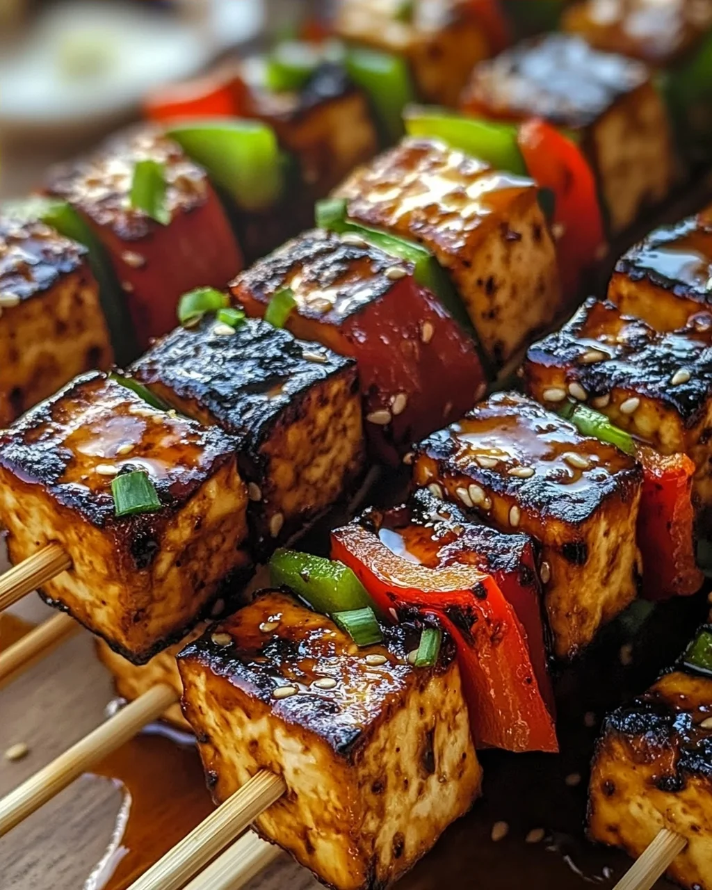 Knoblauch-Soja-Glasierte Tofu-Spieße