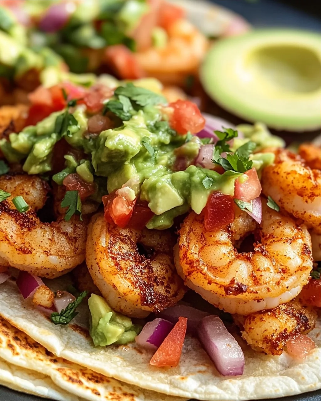 Knusprige Air Fryer Shrimp Tacos mit Avocado Salsa