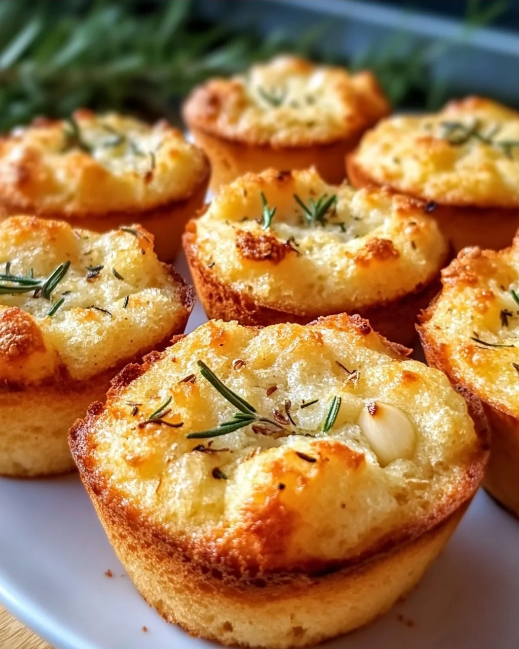 Knusprige Goldene Knoblauch-Rosmarin Focaccia Muffins