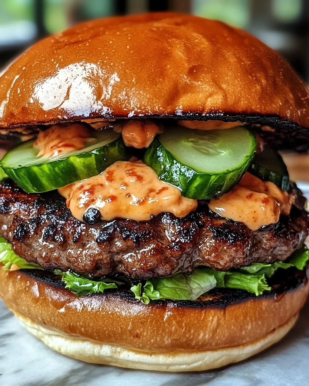 Koreanisches BBQ Bulgogi Rindfleisch Burger mit Mayo