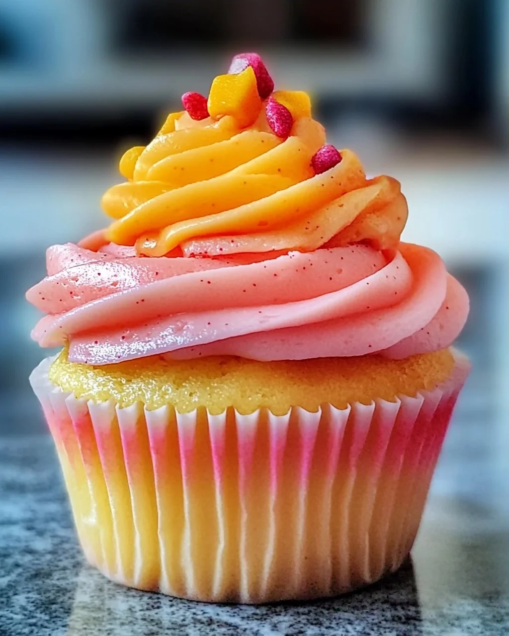 Mango Erdbeer Sonnenuntergang Cupcakes für jeden Anlass