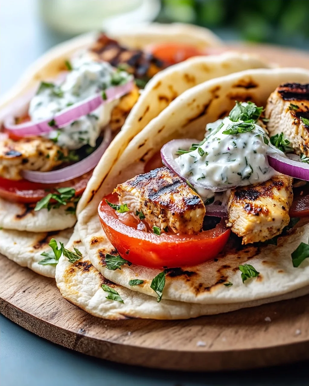 Mediterranes Hähnchen-Gyros mit cremigem Feta-Tzatziki