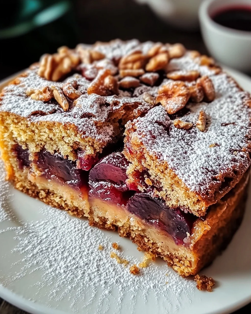 Nussiger Zimtkuchen Mit Pflaumenfüllung