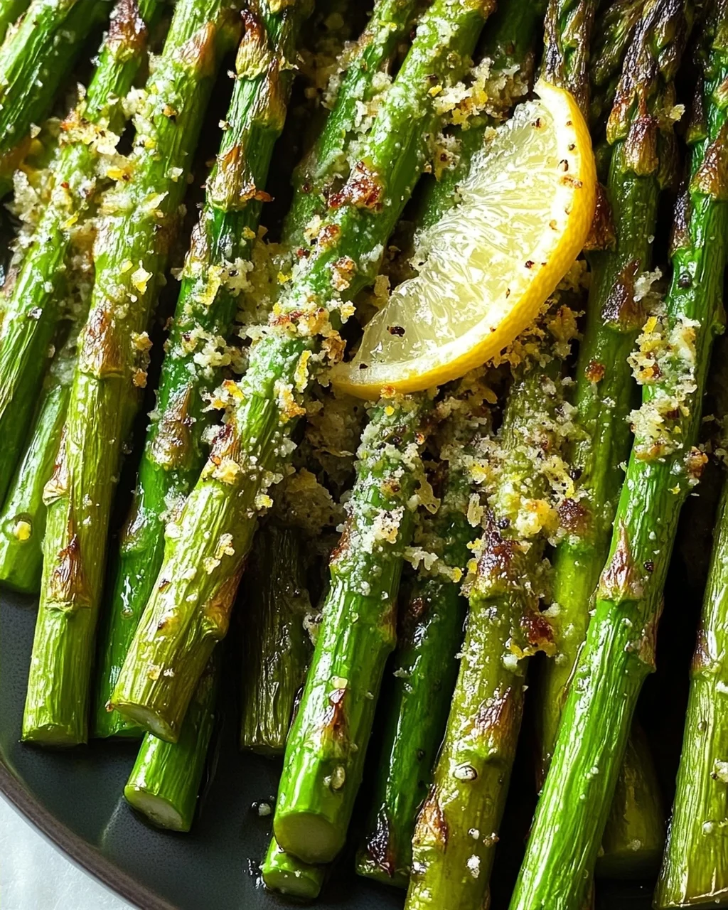 Ofengerösteter Grüner Spargel mit Parmesan und Zitrone