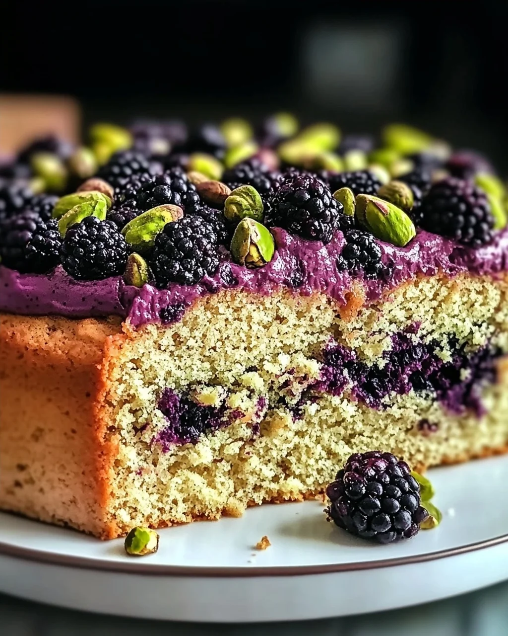 Pistazien- und Brombeeren-Olivenölkuchen für Feinschmecker