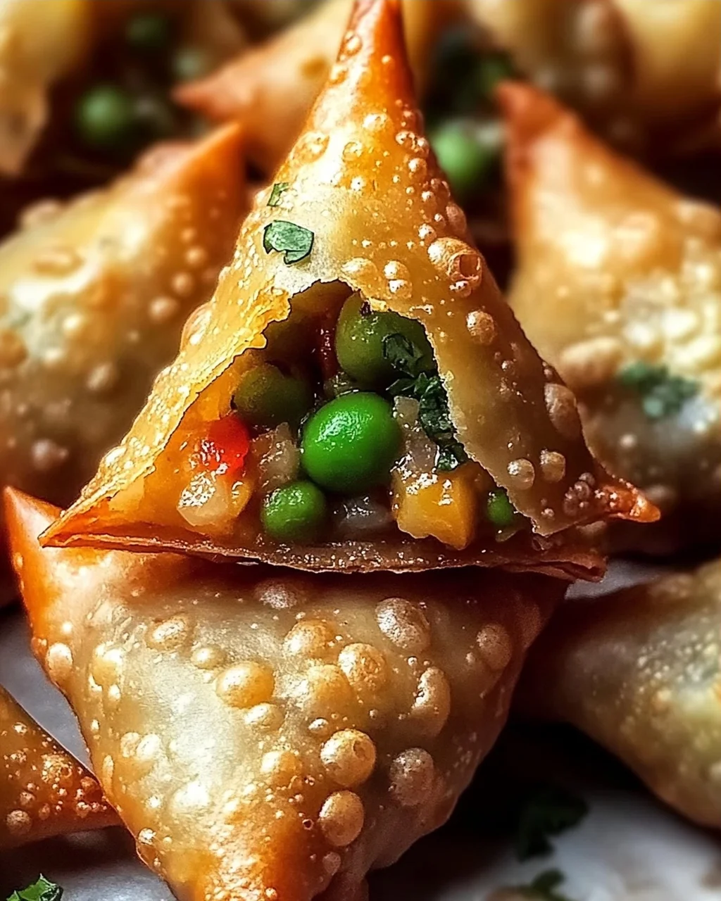 Reis-Papier-Samosas mit würziger Gemüsefüllung
