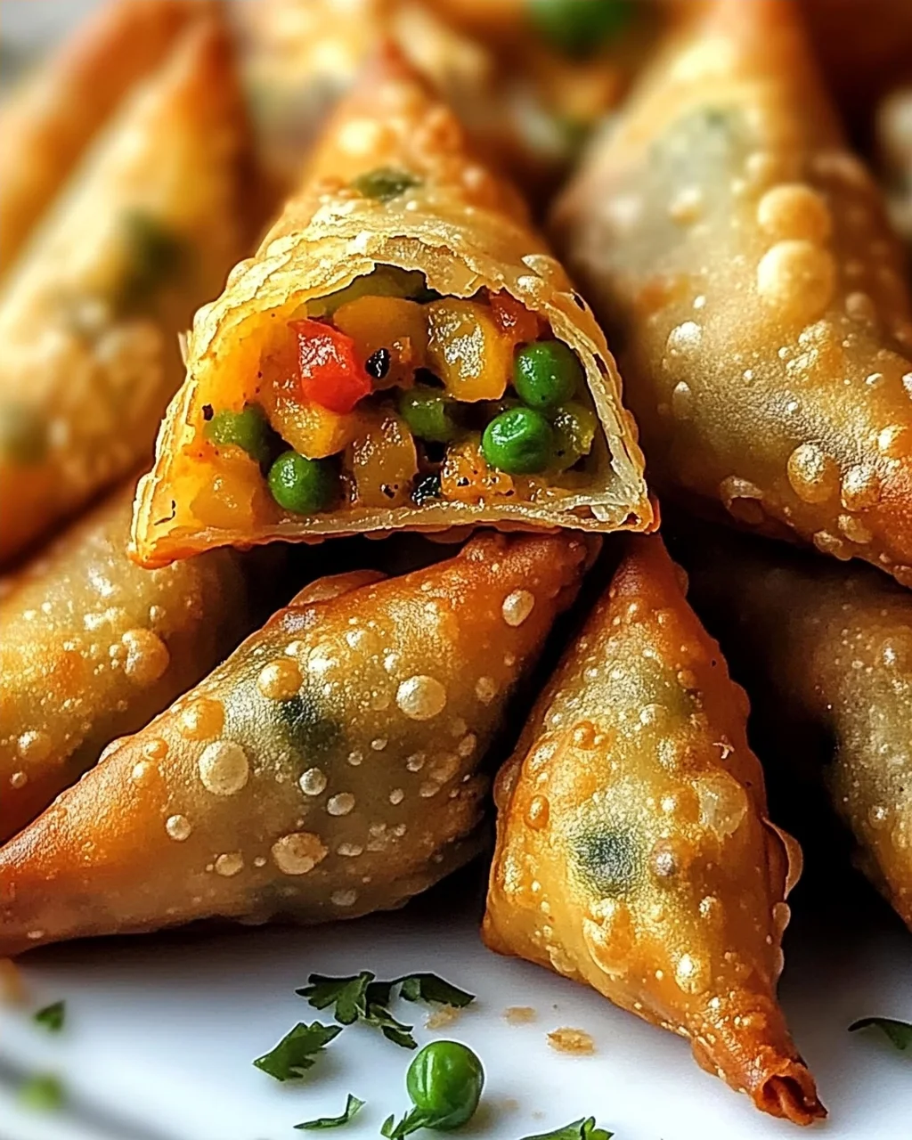 Reis-Papier-Samosas mit würziger Gemüsefüllung