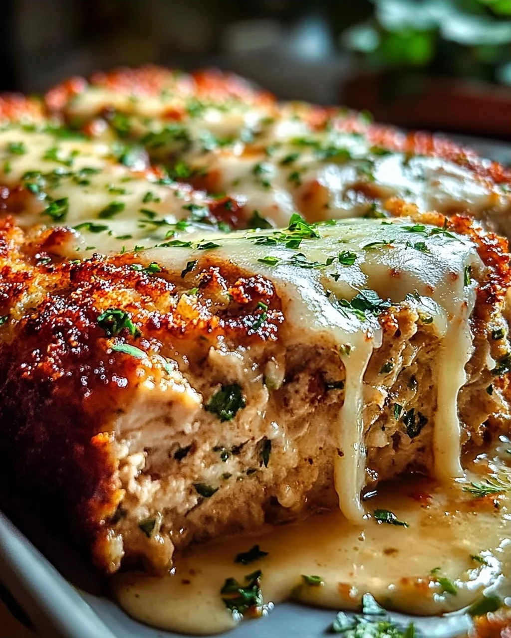 Saftiger Knoblauch-Parmesan-Hühnchen-Fleischlaib Rezept