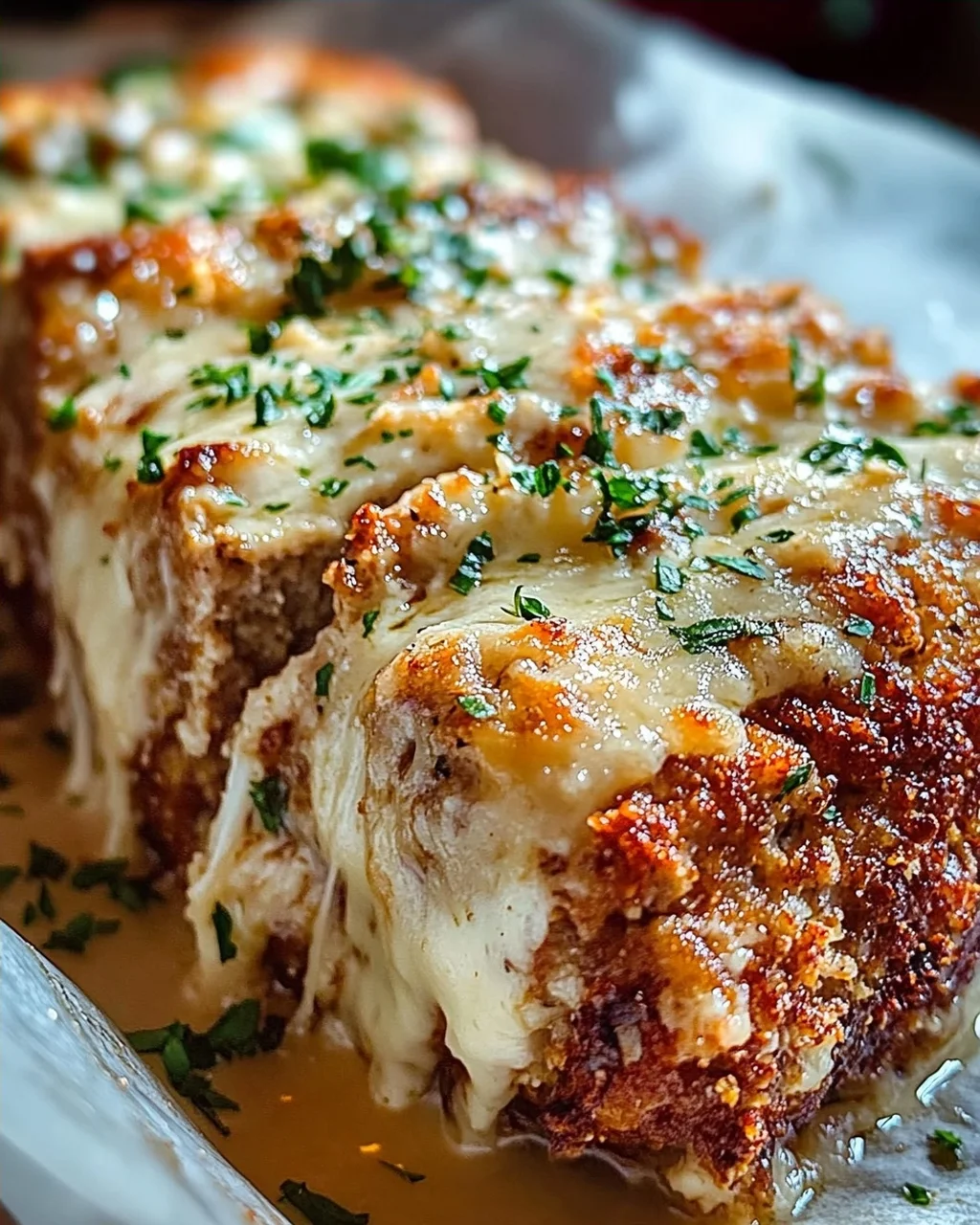 Saftiger Knoblauch-Parmesan-Hühnchen-Fleischlaib Rezept