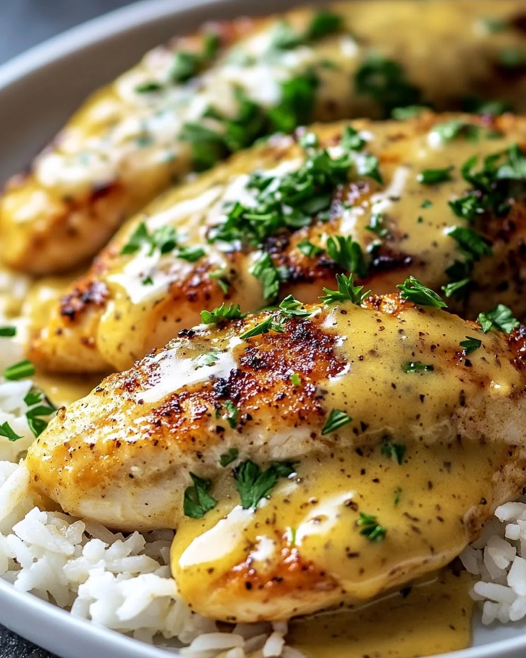 Saftiges Honig-Senf-Hähnchen mit Reis – Schnell & Lecker!