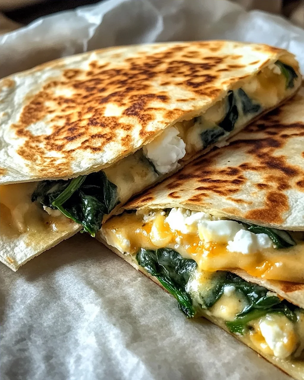 Spinat und Feta Quesadillas in 20 Minuten
