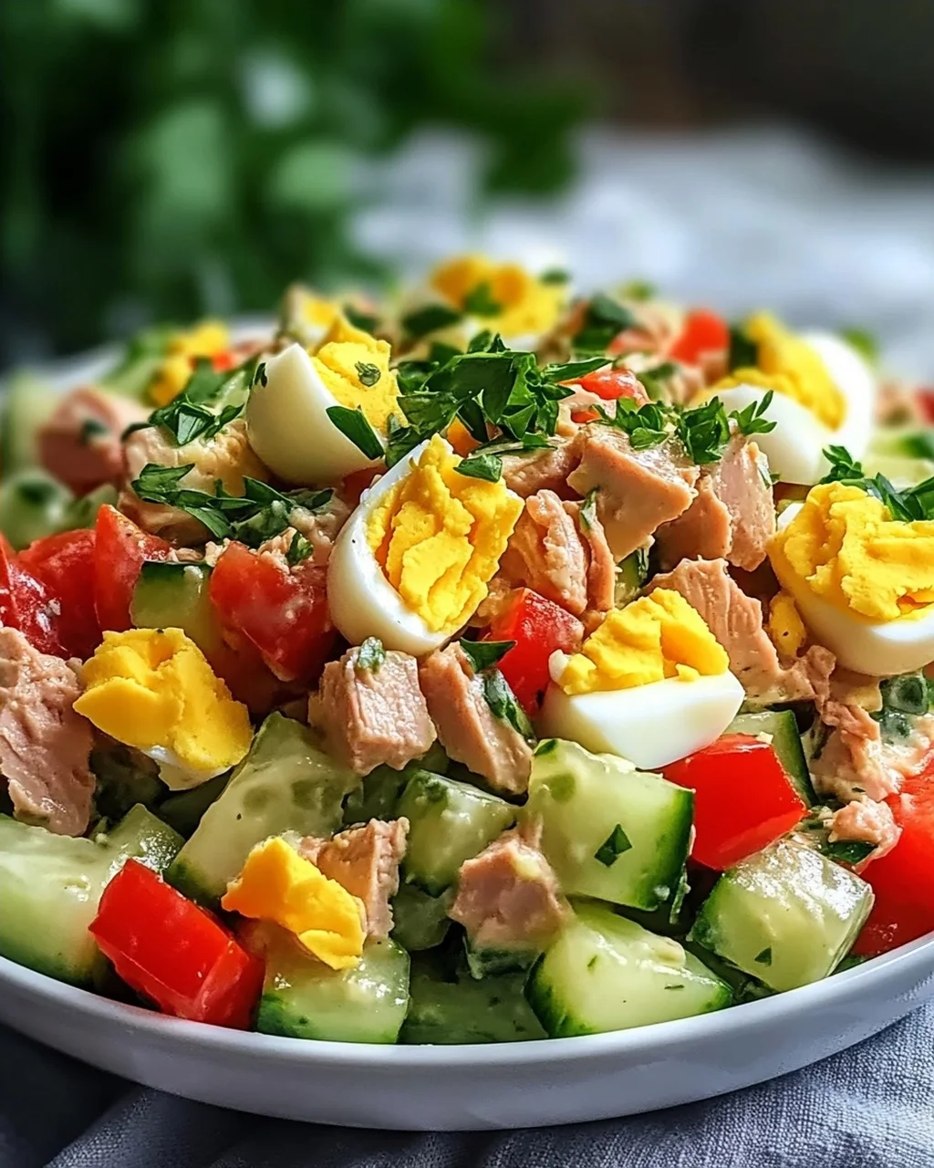 Thunfischsalat mit Ei und Gurke