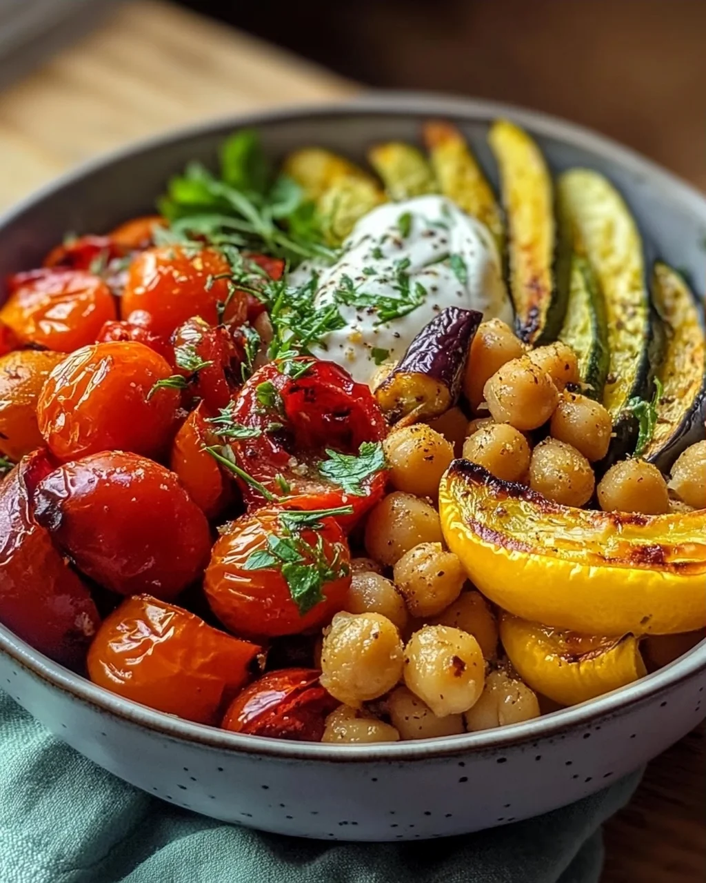 Vegan Mediterranean Roasted Vegetables Bowl – Gesund & Lecker!
