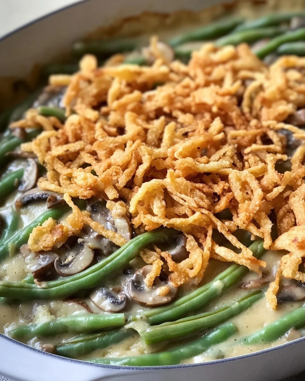 Vegane grüne Bohnenauflauf