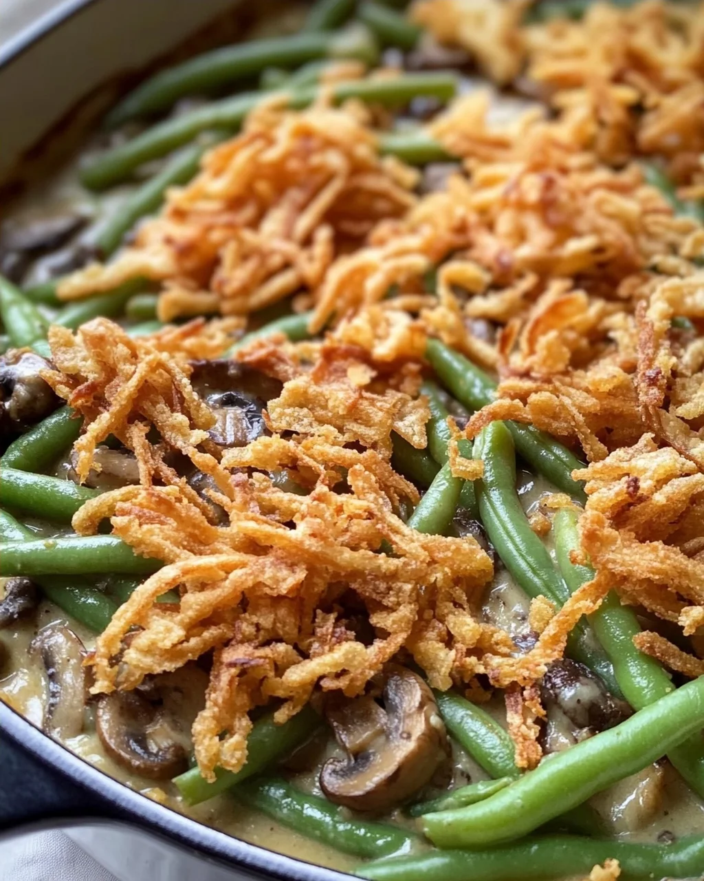 Vegane grüne Bohnenauflauf