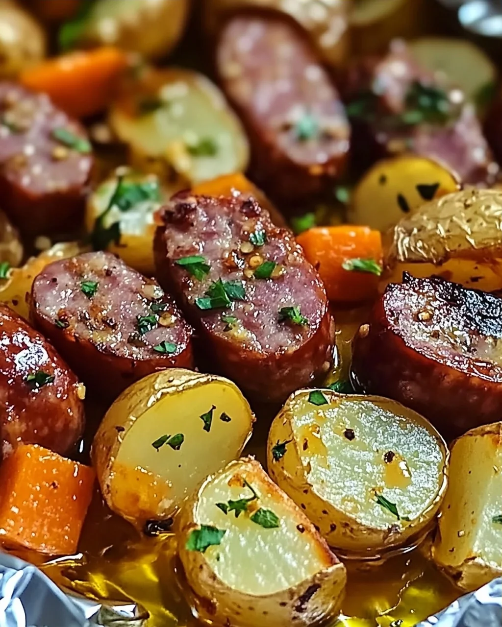 Wurst & Kartoffel Folienpaket schnell und lecker