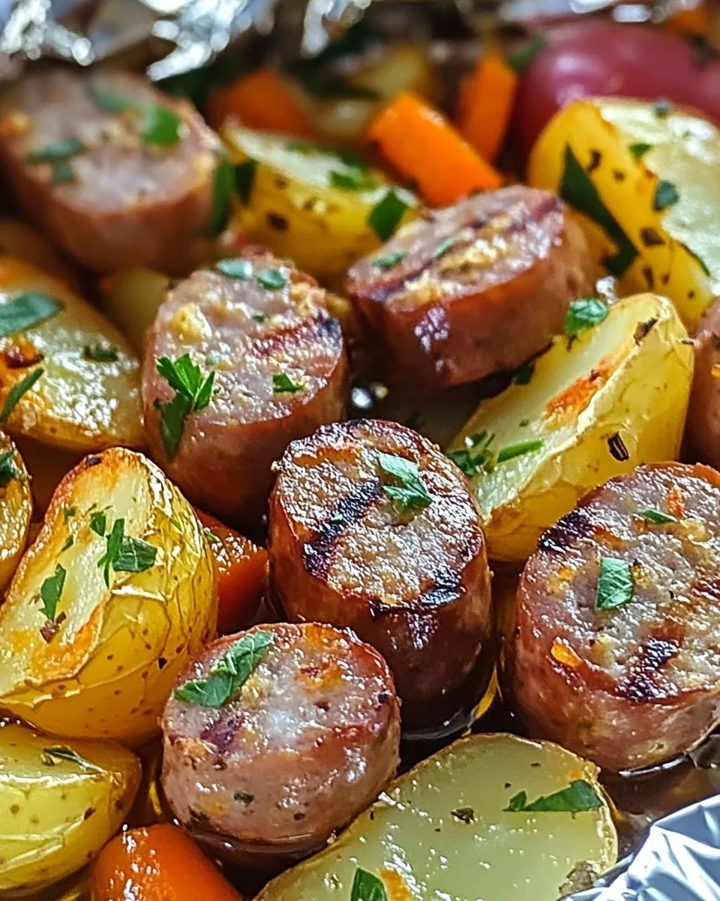 Wurst & Kartoffel Folienpaket schnell und lecker