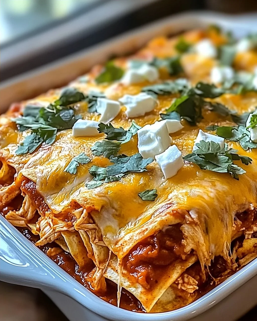 Zerrissenes Hühnchen Enchilada Auflauf für Ihre Familie